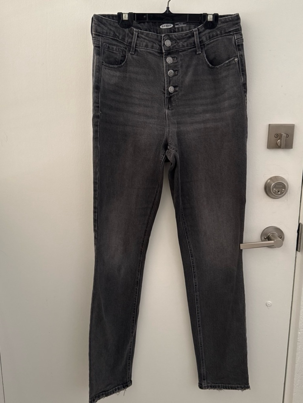Old Navy High-Rise Button-Fly Jeans - Grey Black Wash
